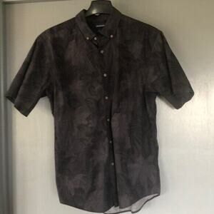 Arthouse Mens Shirt Size L Short Sleeves Black Tropical Button Front Cotton